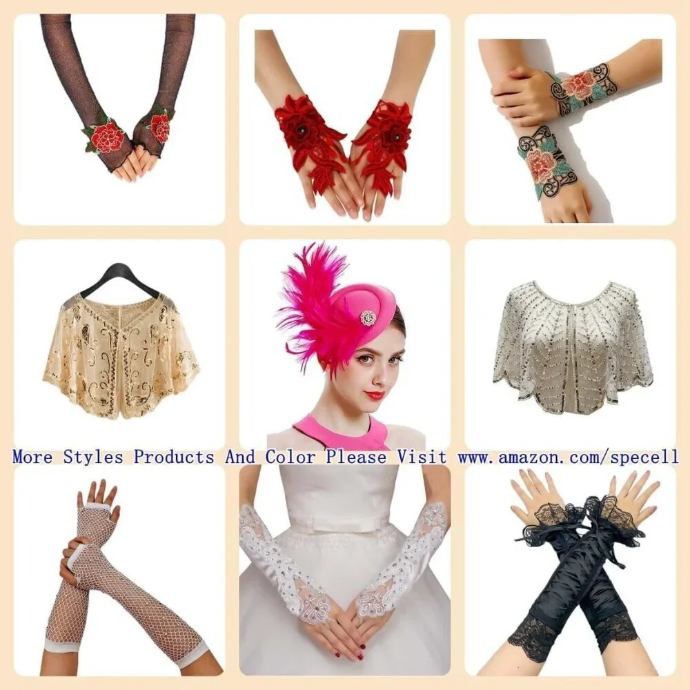 Women's A-Champagne Sequins Beads Fingerless Satin Gloves Party Prom Accessories